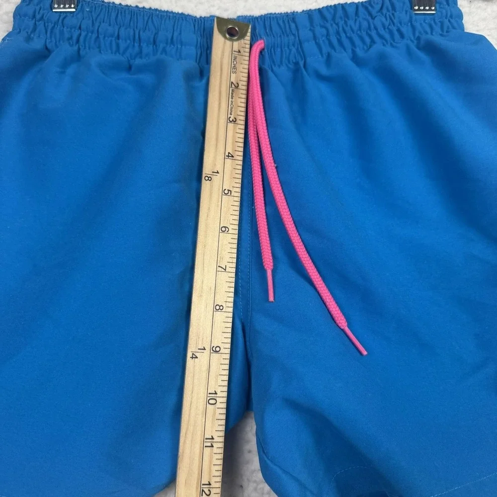 Chubbies Shorts Mens‎ Small Blue Swim Trunks Pink Drawstring Made USA Polyester